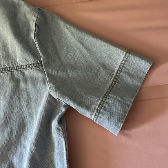 By Frankie Rhythm Mini Denim Dress is color Sky Blue - Picture 12 of 14